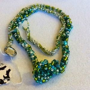 FINAL SALE PRICE CL Designs Handmade Green/Blue Knotted Necklace